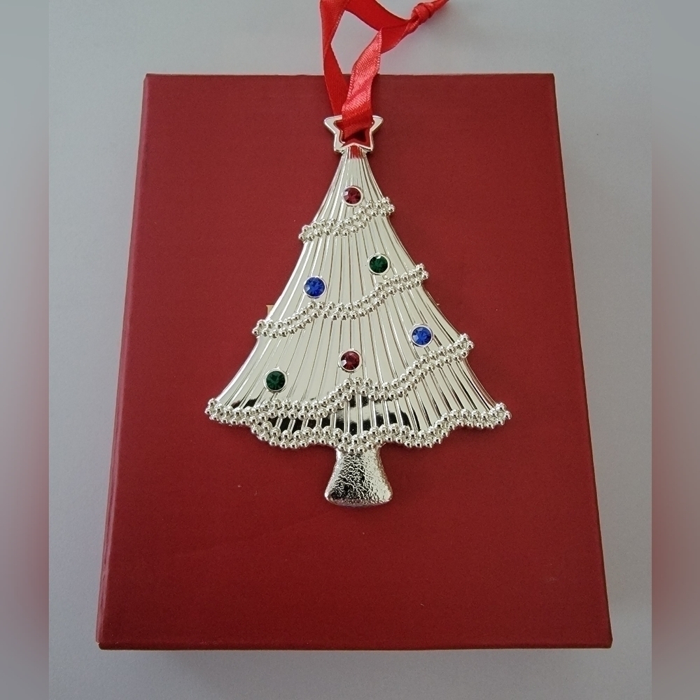 Lenox Silver Multi Gem Tree Ornament - Picture 1 of 2
